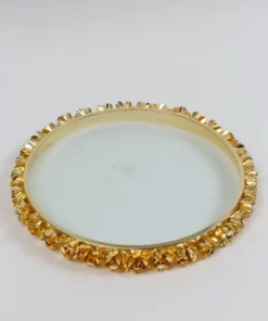 Inspire Me! Home Decor Round Glass Tray With Gold Floral Edge 19 Inspire Me! Home Decor Round Glass Tray With Gold Floral Edge