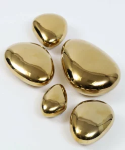 Inspire Me! Home Decor Glossy Gold Ceramic Decorative Stones (Set Of 5)