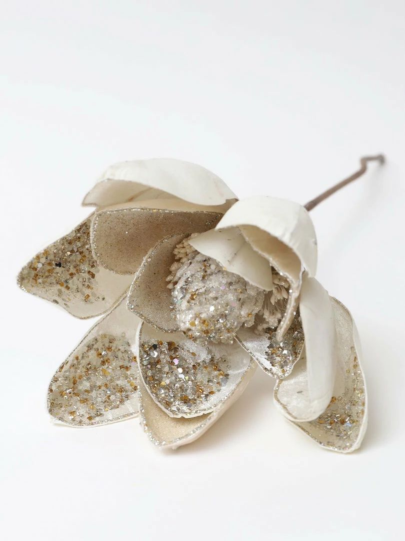 Inspire Me! Home Decor Large Beaded Ivory Magnolia Stem 4 Inspire Me! Home Decor Large Beaded Ivory Magnolia Stem