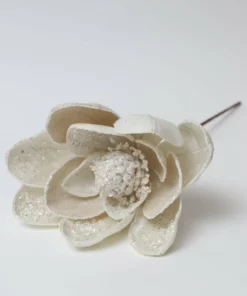 Inspire Me! Home Decor Floral Stems Large White Beaded Magnolia Stem