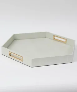 Inspire Me! Home Decor Pearlized Hexagon Trays With Gold Handles (2 Sizes)