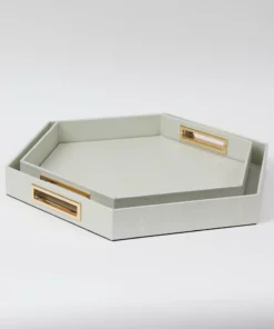 Inspire Me! Home Decor Pearlized Hexagon Trays With Gold Handles (2 Sizes)