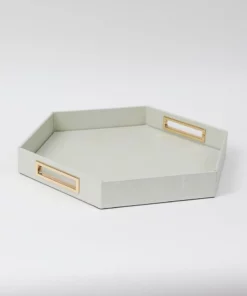Inspire Me! Home Decor Pearlized Hexagon Trays With Gold Handles (2 Sizes)