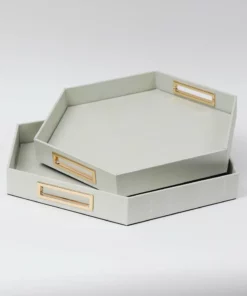 Inspire Me! Home Decor Pearlized Hexagon Trays With Gold Handles (2 Sizes)