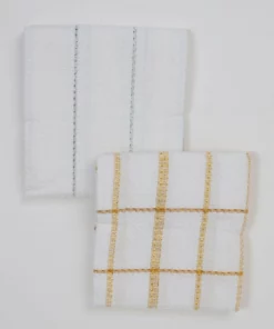 Inspire Me! Home Decor Set Of 2 Metallic Thread Gold Silver Dish Cloths