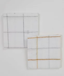 Inspire Me! Home Decor Set Of 2 Metallic Thread Gold Silver Dish Cloths