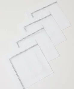 Inspire Me! Home Decor Set Of 4 Embroidered Border Napkins (2 Colors)