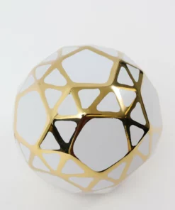 Inspire Me! Home Decor Ceramic White And Gold Orb