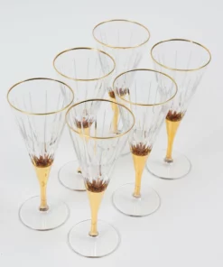 Inspire Me! Home Decor Set Of 6 Gold Stemmed Wine Glasses