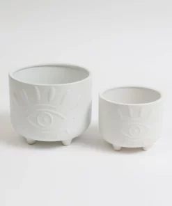 Inspire Me! Home Decor White Ceramic Evil Eye Planter (2 Sizes)