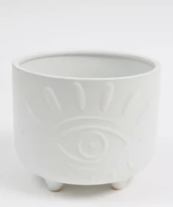 Inspire Me! Home Decor White Ceramic Evil Eye Planter (2 Sizes)