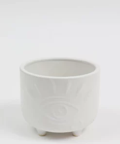 Inspire Me! Home Decor White Ceramic Evil Eye Planter (2 Sizes)