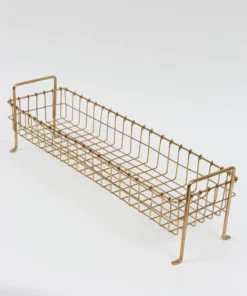 Inspire Me! Home Decor Footed Gold Wired Rectangular Basket (3 Sizes)