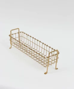 Inspire Me! Home Decor Footed Gold Wired Rectangular Basket (3 Sizes)