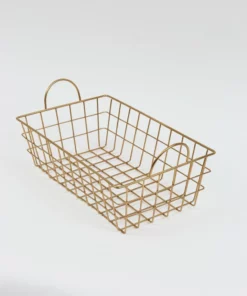 Inspire Me! Home Decor Gold Rectangular Wired Basket (3 Sizes)