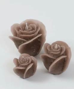 Inspire Me! Home Decor Beige Opaque Rose Candle (3 Sizes)
