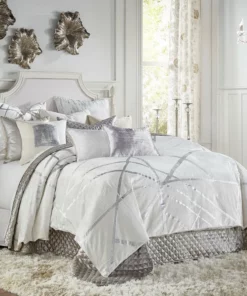Cloud9d BEDDING Rica Ivory And Silver Duvet (2 Sizes)