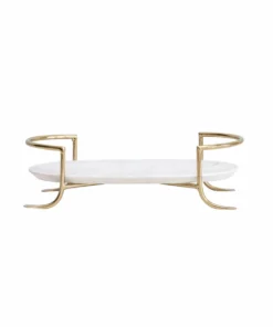Inspire Me! Home Decor Oval Marble Tray With Gold Handles