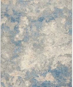 Nourison Joli Area Rug - Ivory/Blue/Grey (3 Sizes) PILLOWS, RUGS, & THROWS