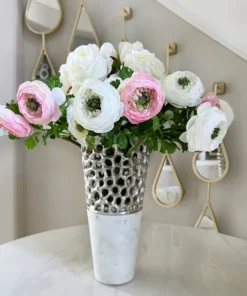 Inspire Me! Home Decor Textured Design Vase With White Marble Base (2 Colors) "From Pops Of Color Home Collection"