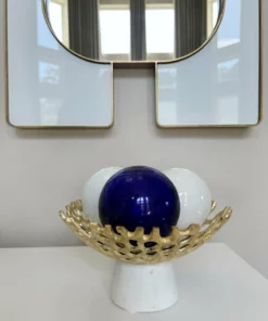 Inspire Me! Home Decor Textured Design Bowl With White Marble Base (2 Colors)