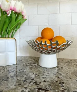 Inspire Me! Home Decor Textured Design Bowl With White Marble Base (2 Colors)