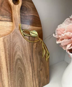 Inspire Me! Home Decor Flat Edge Wood Charcuterie Board With Leaf Design