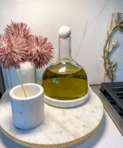 Inspire Me! Home Decor Glass Decanter With Round Marble Topper And Base
