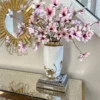Inspire Me! Home Decor White & Gold Vase With White Floral Design