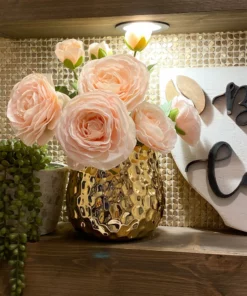 Inspire Me! Home Decor Floral Stems 25" Peach Real-Touch Triple Bloom Ranunculus Stem