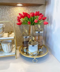 Inspire Me! Home Decor Gold Circle Mirror Tray W/ Circle Feet