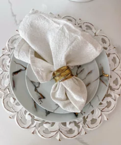 Inspire Me! Home Decor Gold Crumpled Leaf Napkin Rings (Set Of 4)