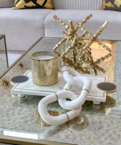 Inspire Me! Home Decor Marble Footed Tray W/ Black Circles