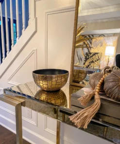 Inspire Me! Home Decor Metal Bowl With Gold And Black Crocodile Print