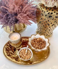 Inspire Me! Home Decor Gold Oval Beaded Platter