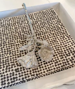 Inspire Me! Home Decor Silver White Enamel Napkin Holder W/ Floral Design