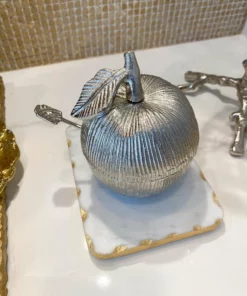 Inspire Me! Home Decor Silver Apple Honey Dish
