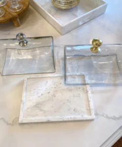 Inspire Me! Home Decor Marble Cake Platter With Metallic Handled Glass Dome (2 Colored Handles) 14 Inspire Me! Home Decor Marble Cake Platter With Metallic Handled Glass Dome (2 Colored Handles)