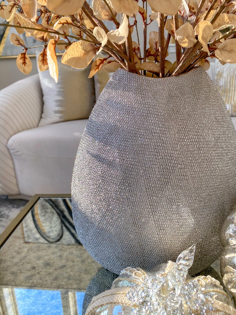 Inspire Me! Home Decor Ceramic Textured Metallic Vase ( Gold & Silver ) 8 Inspire Me! Home Decor Ceramic Textured Metallic Vase ( Gold & Silver )