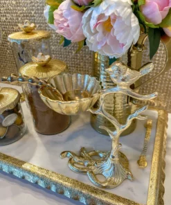 Inspire Me! Home Decor Snack Bowl On Gold Tree Stand With Bird