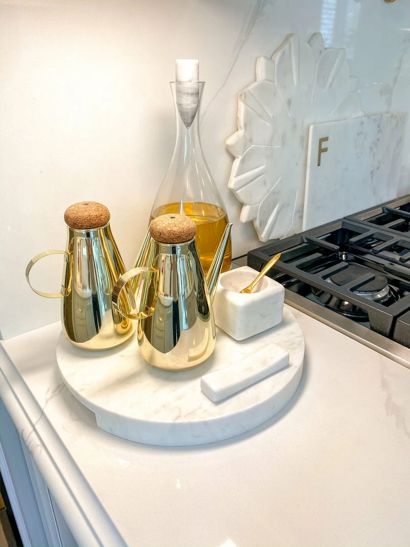 Inspire Me! Home Decor Round Marble Tray With Handle Grooves 3 Inspire Me! Home Decor Round Marble Tray With Handle Grooves