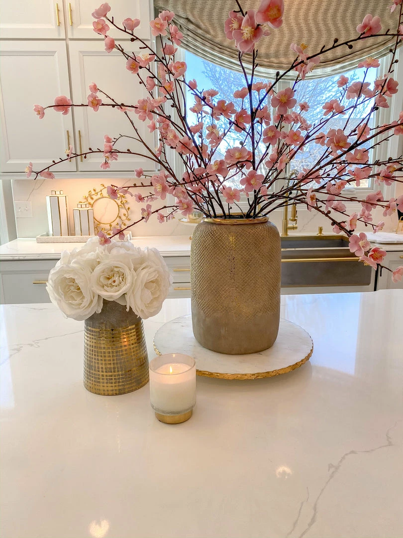 Inspire Me! Home Decor Grey Tapered Vase W/ Gold Design 5 Inspire Me! Home Decor Grey Tapered Vase W/ Gold Design