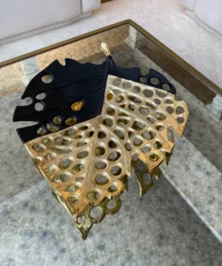 Inspire Me! Home Decor Black And Gold Decorative Leaf Plate