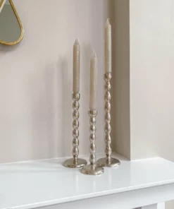 Inspire Me! Home Decor Silver Bead Design Candle Stick (3 Sizes)