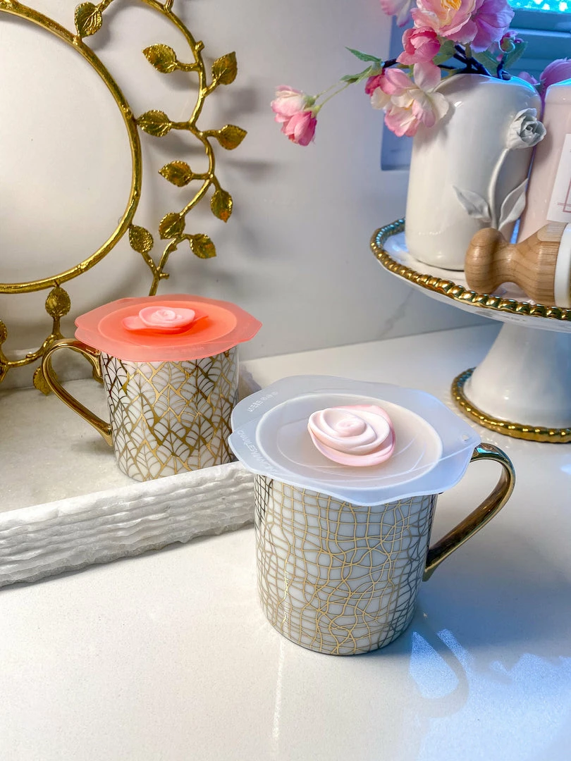 Inspire Me! Home Decor KITCHEN Silicone Rose Mug Lids (Set Of 2) 3 Inspire Me! Home Decor KITCHEN Silicone Rose Mug Lids (Set Of 2)