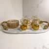 Inspire Me! Home Decor Glass Teacup Set With Gold Hammered Texture And Metal Handle (Set Of 6)