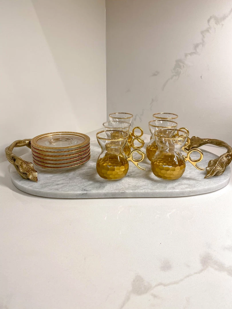 Inspire Me! Home Decor Glass Teacup Set With Gold Hammered Texture And Metal Handle (Set Of 6) 3 Inspire Me! Home Decor Glass Teacup Set With Gold Hammered Texture And Metal Handle (Set Of 6)
