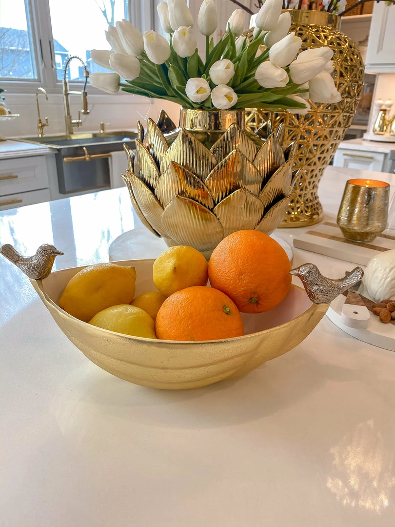 Inspire Me! Home Decor Gold Metal Bird Bowl With White Enameled 4 Inspire Me! Home Decor Gold Metal Bird Bowl With White Enameled