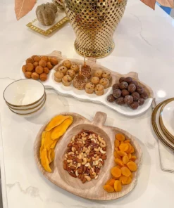 Inspire Me! Home Decor Large White Washed Wooden Pumpkin Tray KITCHEN