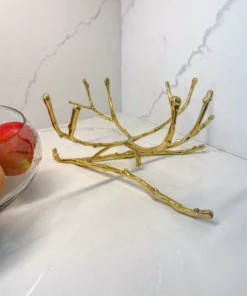 Inspire Me! Home Decor Large Glass Bowl W/ Metal Gold Branch Base